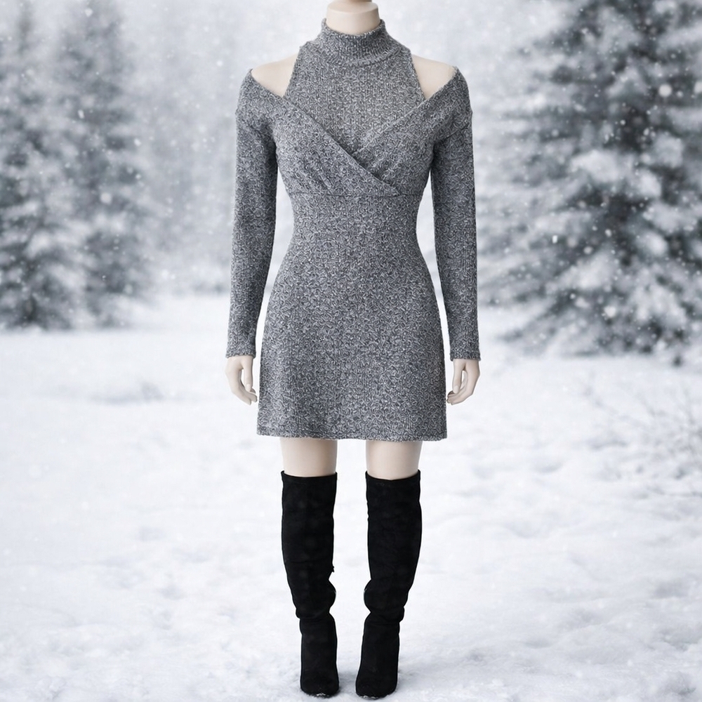 Junie Gray Cold Shoulder Winter Dress Size M Like New